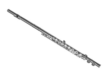 Transverse flute or or side-blown flute on white background © Csar