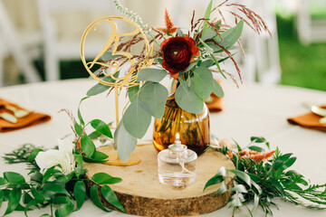 decorated table with flowers