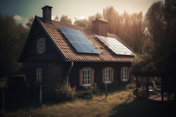 Obraz premium solar panels on a roof