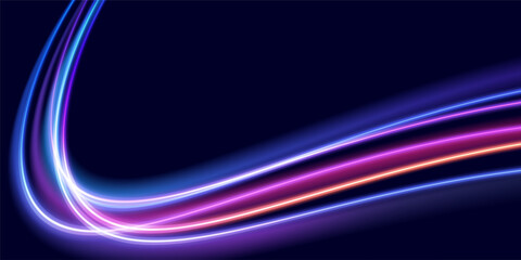 Modern abstract high-speed light trails effect. Futuristic dynamic motion technology. Movement pattern for banner or background. Vector eps10.