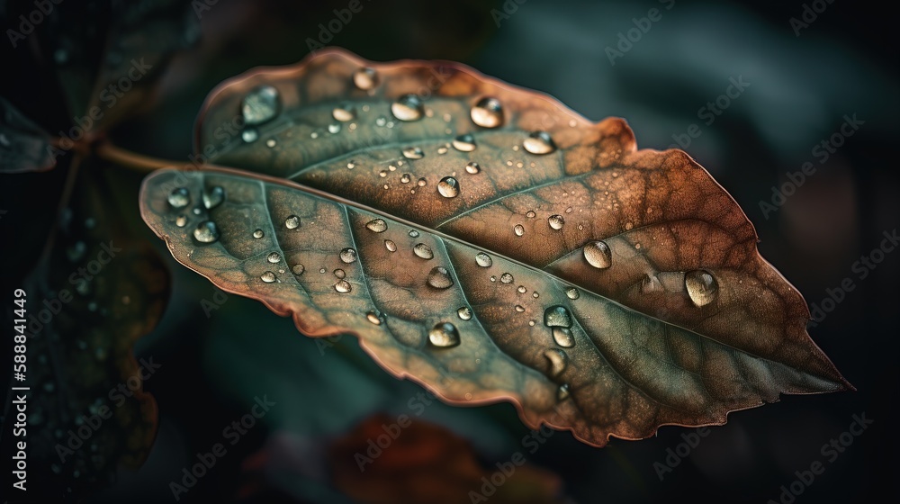 Poster a leaf with water drops on it is shown in this image of a leaf with water droplets on it is shown in