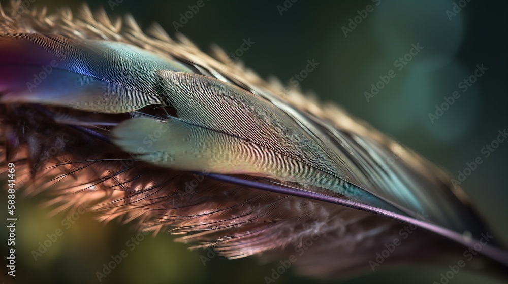 Aufkleber a close up of a feather with a blurry back dropper in the middle of the feather, with a blurry back 