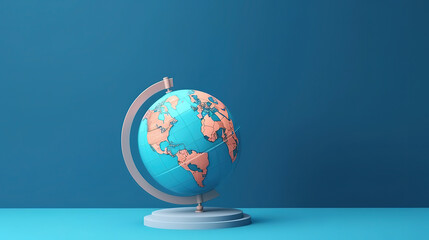 Earth globe on clean blue banner background. Generative Ai