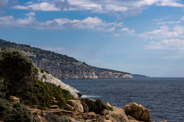 Fototapeta na wymiar Bay surrounded by rocks, Giola lagoon, Greece