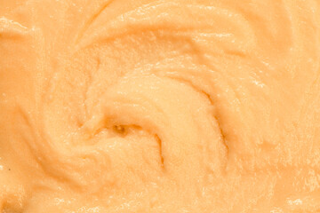 Fruit yogurt ice cream. Smoothies from fresh fruits and berries. Ice cream texture. Delicious sweet dessert close-up as a background.