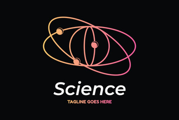 Modern Molecule Atom or Orbit Planet Moon for Science Technology Lab Logo Design