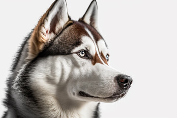 Obraz premium Majestic and Independent: Beautiful Siberian Husky Dog on White Background