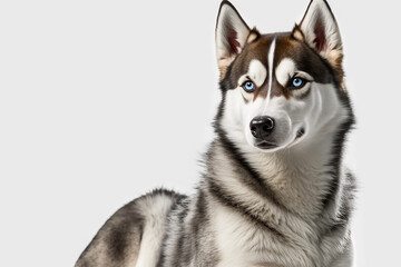 Fototapeta premium Majestic and Independent: Beautiful Siberian Husky Dog on White Background