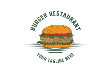 Vintage Retro Classic Burger Stamp Label for Restaurant Logo Design Vector