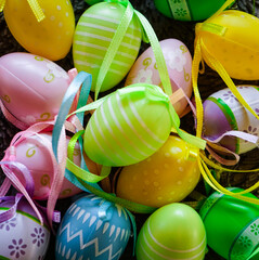 Colorful easter eggs in close up
