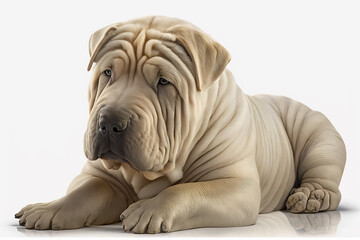 Distinctive and Loyal: Shar Pei Dog Image on White Background