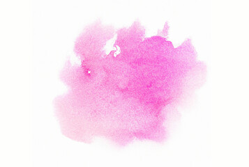 Abstract pink watercolor hand painted stroke background. Pastel paint splash