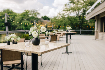 table and chairs in the garden