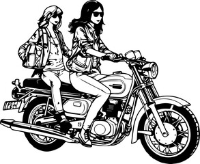 Fototapeta na wymiar Girls on Motorcycle