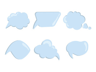 Set of blue message clouds. Pop-up message bubbles. Set of isolated vector message clouds. Cute blue message clouds.