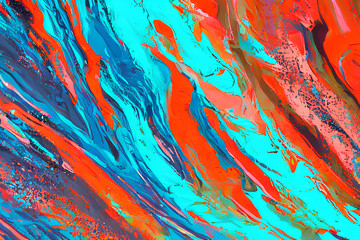 texture mixing of paints. Paint on the plane, a chaotic mixture of shades of cyan and blue, red and magenta. Background.