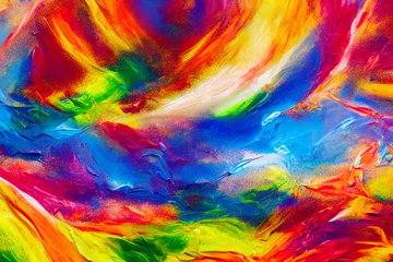 Photo sur Aluminium Mélange de couleurs Colorful colorful background. Strokes with a wide brush, acrylic paints.