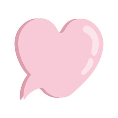 A pink heart-shaped message cloud. Pop-up message bubbles. Isolated vector message clouds. Cute pink message cloud.