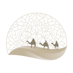 sand dune, desert with mandala