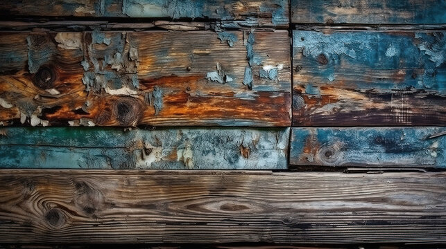 Wooden background. Old wooden wall of a rustic house with texture. Generative Ai