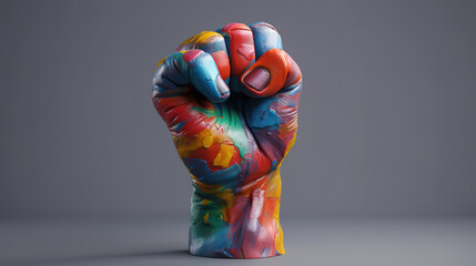 Obraz na płótnie Canvas Fist of protest, Bright color, ultra realistic. Generative Ai