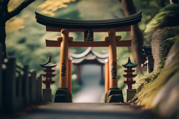 Hakone shrine in Japan, generative ai