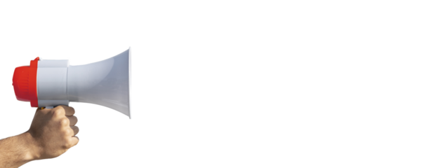 Man screaming Announcement On Megaphone -Advertisement concept with wide copy space for text