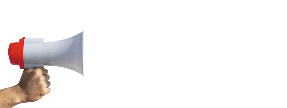 Man screaming Announcement On Megaphone -Advertisement concept with wide copy space for text