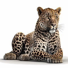Fototapeta na wymiar leopard in front of white background, AI generated
