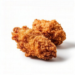 Fried chicken on white background, generative ai