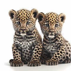 Naklejka premium two leopards puppies , AI generated