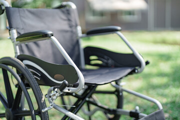 Fototapeta na wymiar Image of wheelchair at outdoor park, nobody..