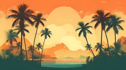 Obraz na płótnie Canvas Generative AI. sunset on the beach