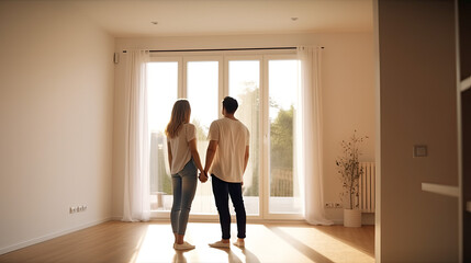 Young couple buying their first house, Generative AI
