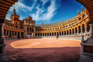 Foto op Plexiglas Panoramic view of the bullfight arena. Generative AI © Andrii 