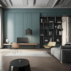 Generattive ai ilustrations, living room design, modern colors