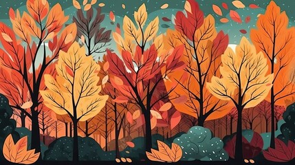 Autumn landscape with orange and brown colors. Generative AI
