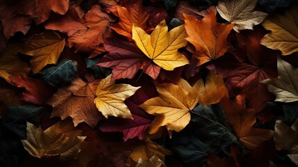 Autumn Leaves. Wallpaper with orange and brown colors. Generative AI
