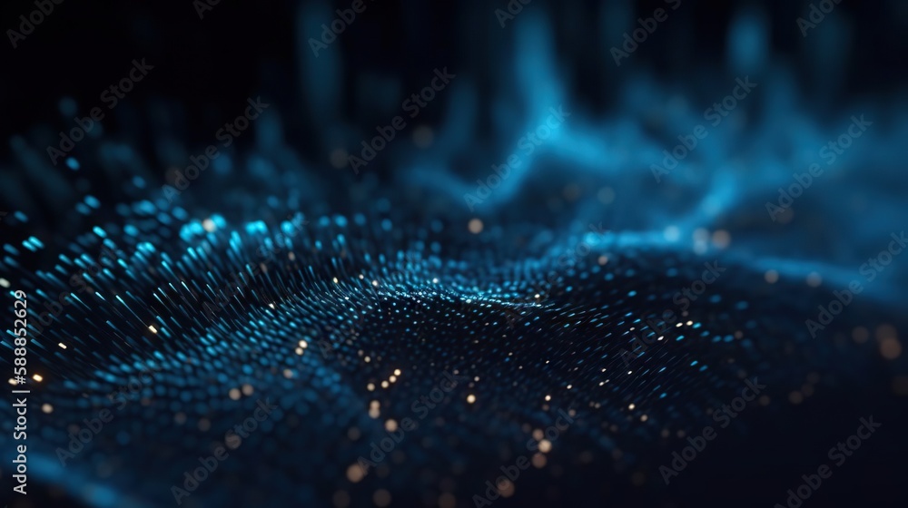 Poster digital data background. luminous dots connected by glowing network. based on generative ai