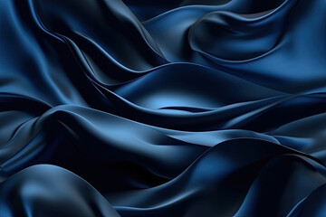 Obraz premium Dark blue abstract background. Silk satin. Navy blue color. Elegant background with room for design. Soft wavy folds. Tile background design