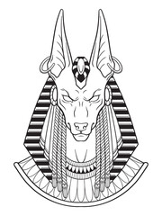 Anubis ancient Egyptian jackal god in gothic style hand drawn vector illustration