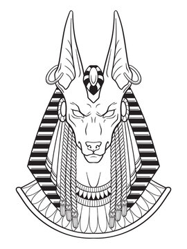 recommend clip art: Anubis ancient Egyptian jackal god in gothic style hand drawn vector illustration
