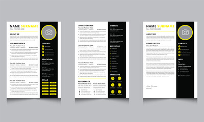 Modern Resume and Cover Letter Two-Page Design Layout Template
