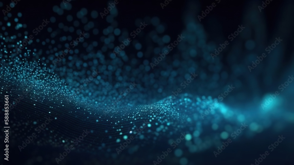 Poster digital data background. luminous dots connected by glowing network. based on generative ai