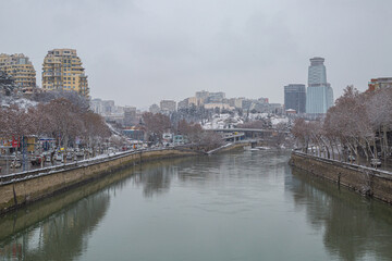 city canal in winter