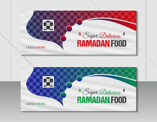 Ramadan special offer restaurant food menu facebook cover or web banner template design