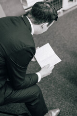 businessman reading a book