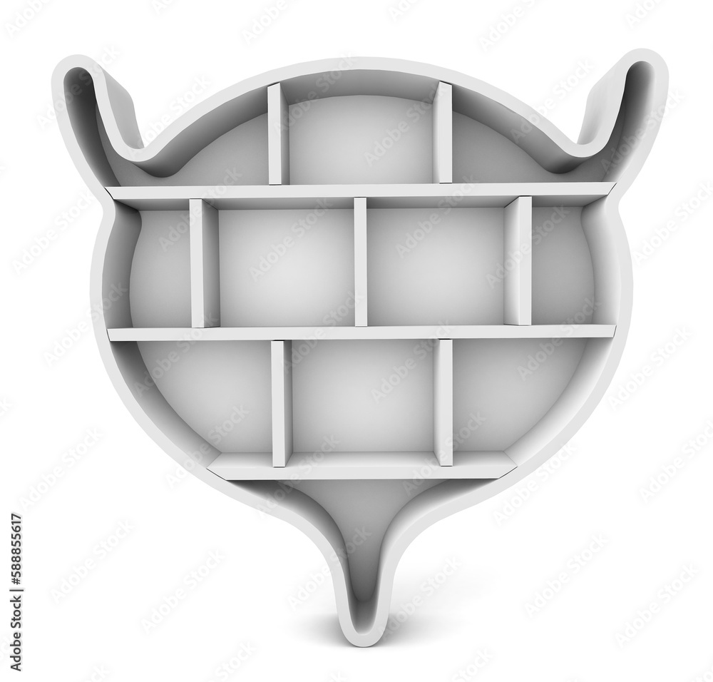 Aufkleber bladder shelf isolated on white background. organ shelf. 3d rendering