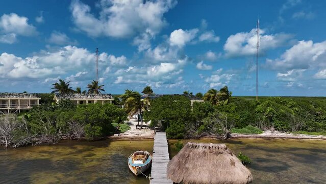Aerial view of Cayo Centro small island, Biosfera Natural Reserve, Quintana Roo, Mexico.