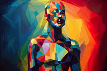 Bold Geometric Shape Oil Painting of Human Form   Generative AI